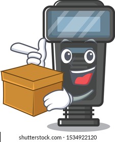 With box camera flash isolated with the mascot