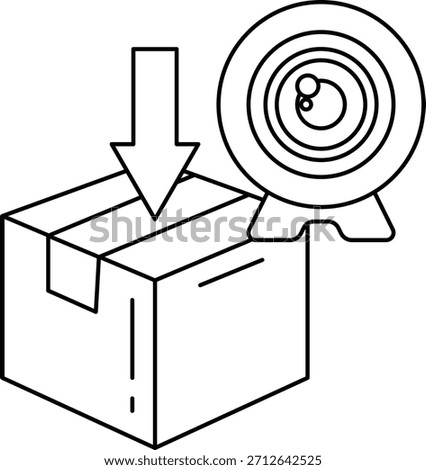 A box with a camera on top of it. The camera is pointing down. The box is white