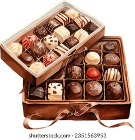 Box of candies clipart, isolated vector illustration.