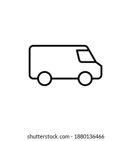 icono del coche de caja con estilo de línea negra plana, aislado en fondo blanco