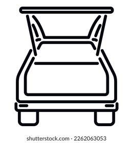 Box in car trunk icon outline vector. Travel back. Auto trip bag