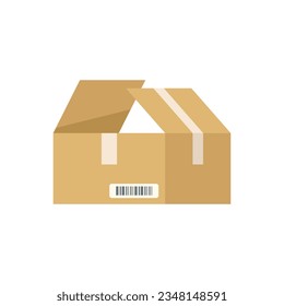 Box cardboard icon flat vector. Carton delivery. Open package isolated