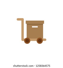 box cardboard icon vector, packing on the trolley