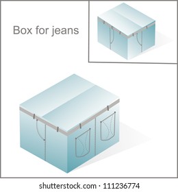 box, cardboard  for jeans or pants packing, with denim lines style, closed