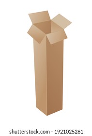 Box. Cardboard box mockup. Mail container. Brown recycling cardboard delivery box or postal parcel packaging, realistic vector illustration isolated on white background