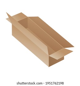 Casilla. Mockup de caja de cartón. Contenedor de correo. Casilla de entrega de cartón de reciclado marrón o embalaje postal, ilustración vectorial realista aislada en fondo blanco