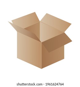 Casilla. Mockup de caja de cartón. Contenedor de correo. Casilla de entrega de cartón de reciclado marrón o embalaje postal, ilustración vectorial realista aislada en fondo blanco
