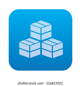 Box cargo icon on blue background,clean vector
