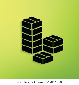 Box cargo on green background,clean vector