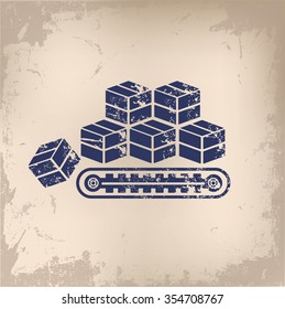 Box, cargo, shipping design on old paper background, vector