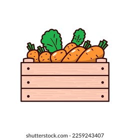 Box of carrot vector illustration in cartoon style isolated on white background