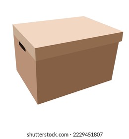 box for carrying and storing documents with a closed lid and slots for hands, isolated object on a white background, vector illustration, eps