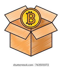 box carton with bitcoin isolated icon