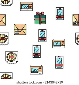 Box Carton Container Vector Seamless Pattern Thin Line Illustration