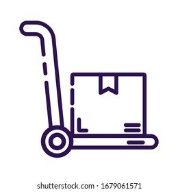 box carton delivery with cart vector illustration design
