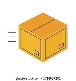 box carton delivery service flat style vector illustration design