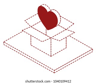 box carton with heart isometric