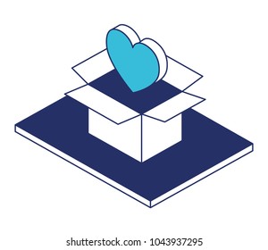 box carton with heart isometric