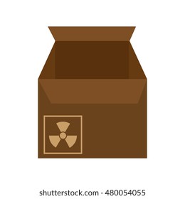box carton with nuclear sign