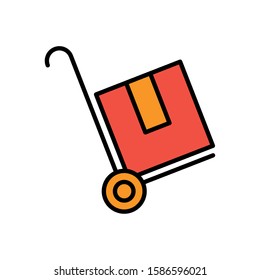 box carton packing in cart vector illustration design
