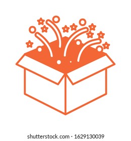 box carton packing with fireworks vector illustration design