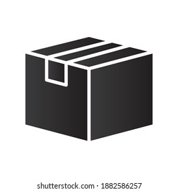 box carton packing postal service silhouette style vector illustration design