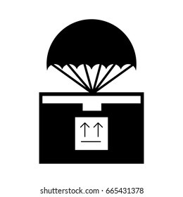 box carton with parachute delivery icon