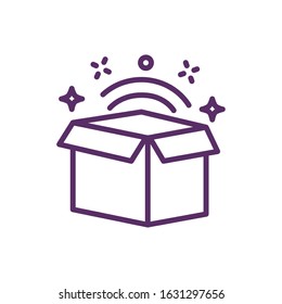 box carton with stars splash magic sorcery vector illustration design