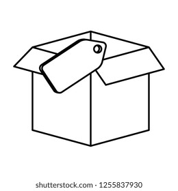 box carton with tag hanging