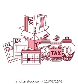 box carton taxes with set icons