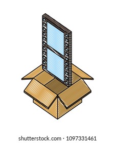 box carton with video format isometric icon