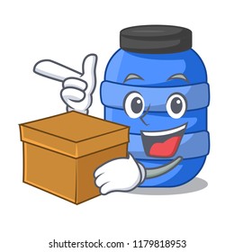 With box cartoon big plastic barrel for chemical
