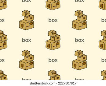 Box cartoon character seamless pattern on yellow background