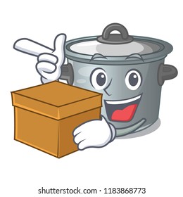 With box cartoon cookware stock pot in kitchen