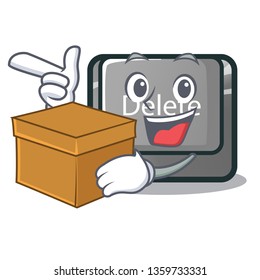 With box cartoon delete button located on keyboard