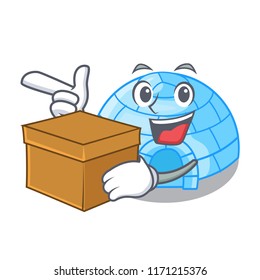 With box cartoon dome igloo ice house snow