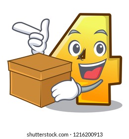 With box cartoon fence with the number four