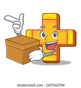 With box cartoon plus sign logo concept health