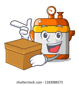 With box cartoon rice electric cooker in kitchen