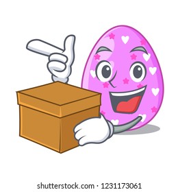With box cartoon shape easter color on eggs
