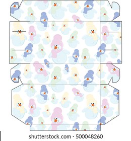 Box with Cartoon snowman. Packaging for chocolates, muffins, cupcakes, cookies or gift.