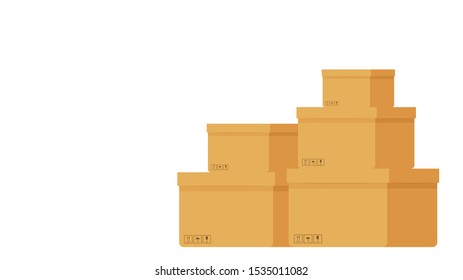Box cartoon vector. free space for text. wallpaper. copy space. Box stack.