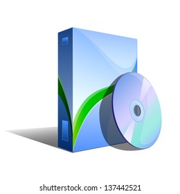 Box with cd or dvd disk - icon isolated on white background. Vector