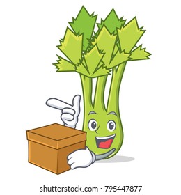 With box celery character cartoon style