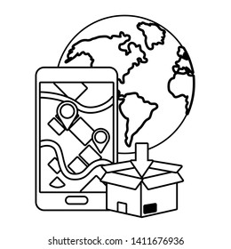 box with cellphone in black and white