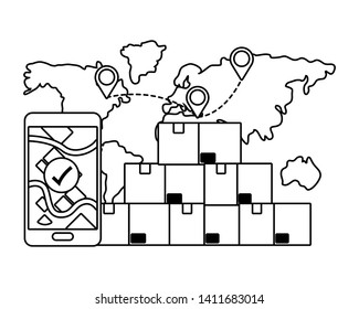 box with cellphone in black and white
