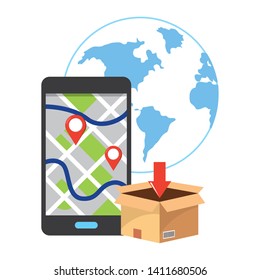 box with cellphone vector illustration