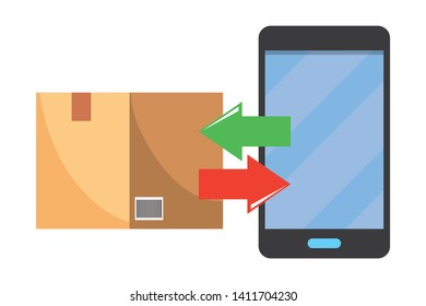 box and cellphone vector illustration
