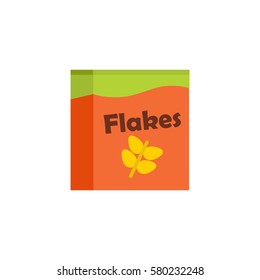 Box of cereal, corn flakes flat illustration 