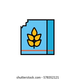 Box of cereals flat line icon